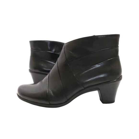 Earth Spirit Shoes - Earth Spirit Flora Black Leather Ankle Booties Sz 8.5